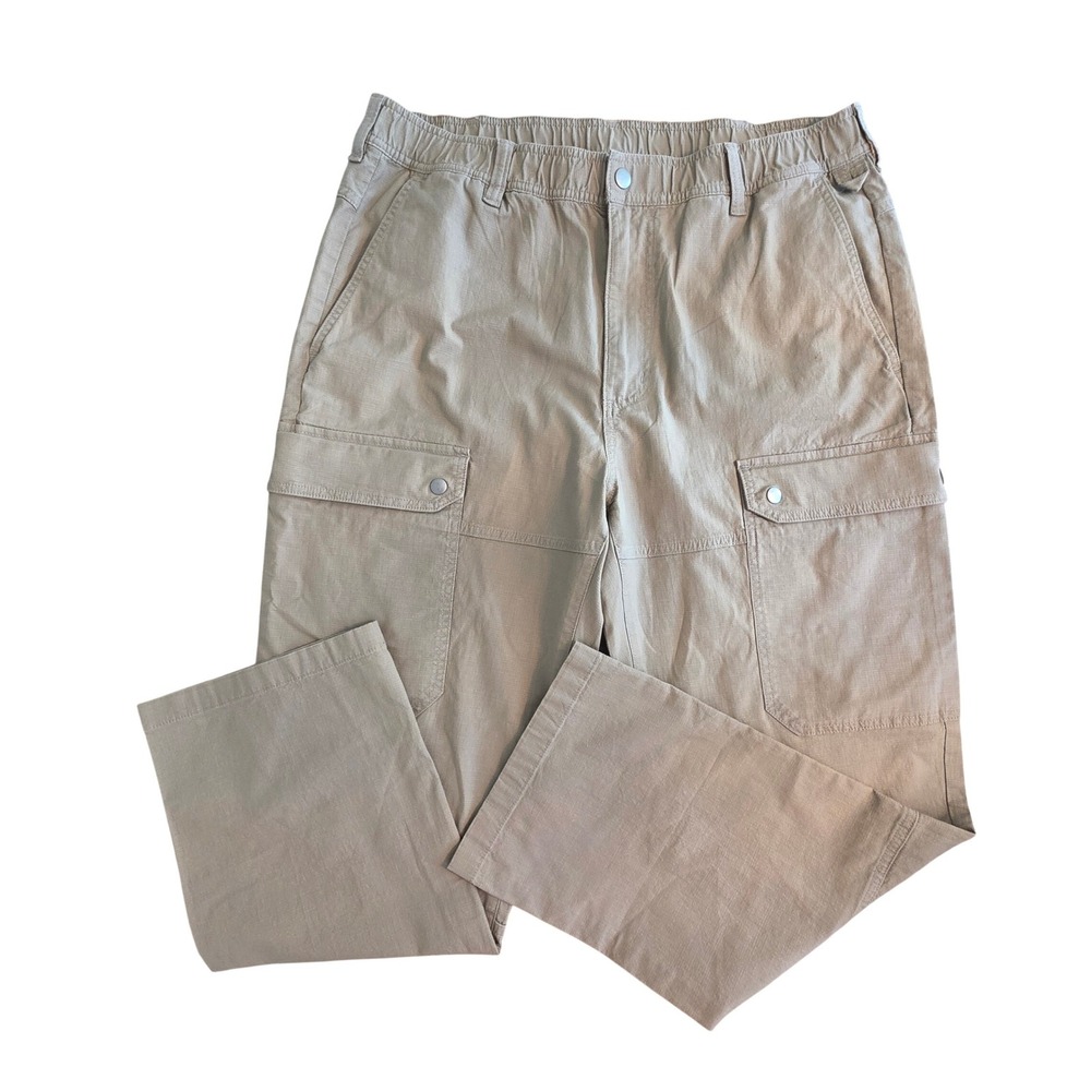 Lands End Cargo Pants Women L 36 38 Ripstop Elastic Waist Khaki Neutral Pockets